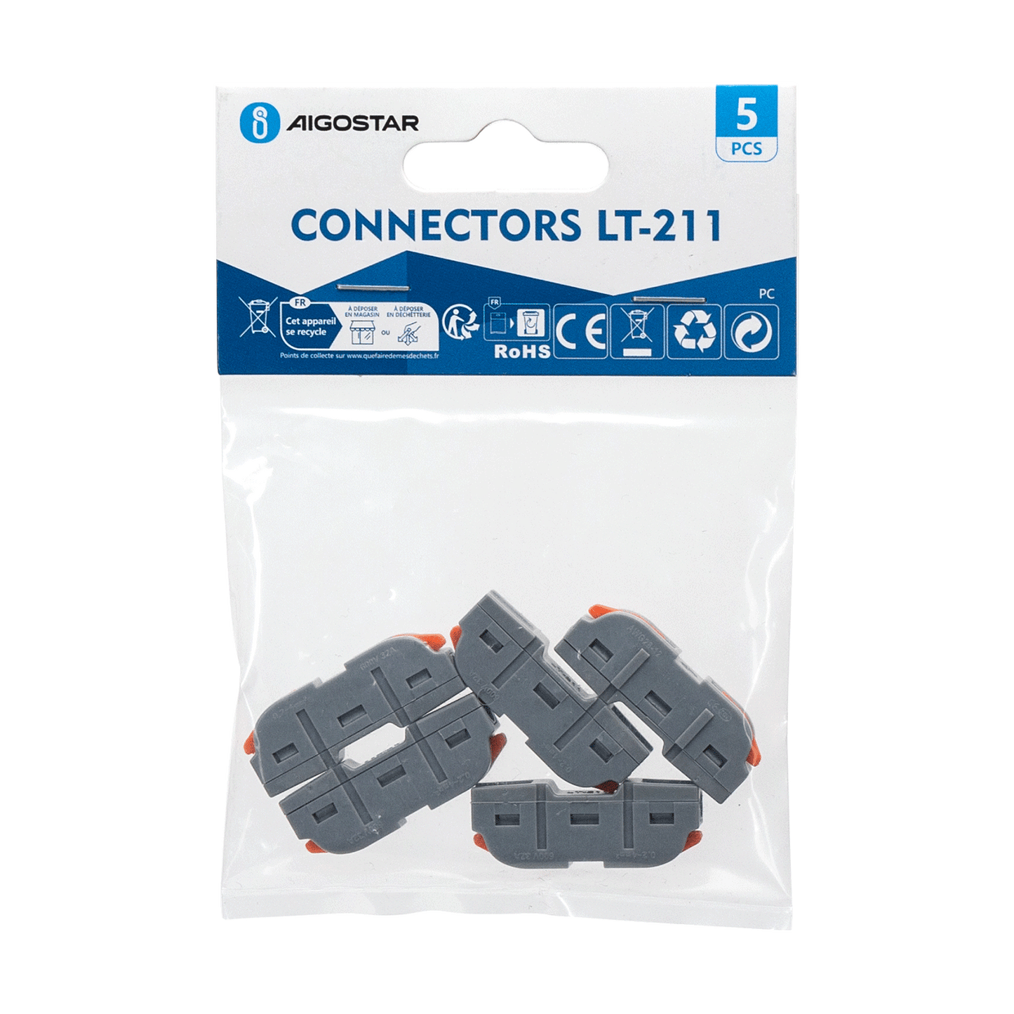 Comnox - Lasklem LT-211 set 5 stuks - Veilige verbinding - Gereedschapsloze installatie - 0,08-4mm² - IP20 - Comnox