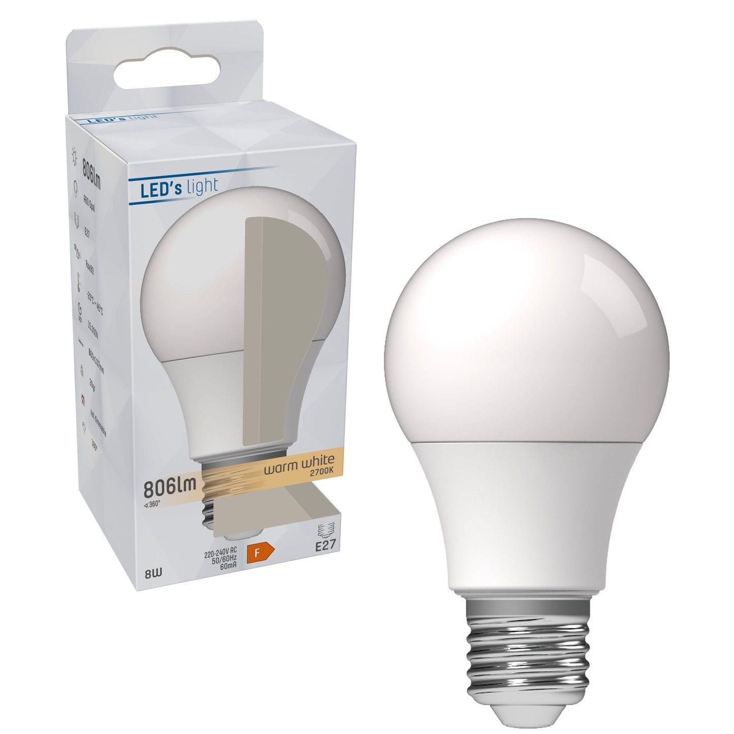LED Lamp E27 - 806 lm - Warm wit licht - 1 lamp