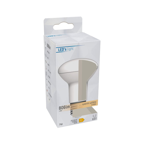 Comnox - LED Reflectorlamp E27 - Warm wit verlichting voor detailaccenten - 80% energiebesparing - 7W - R63 Reflector - 806 lumen