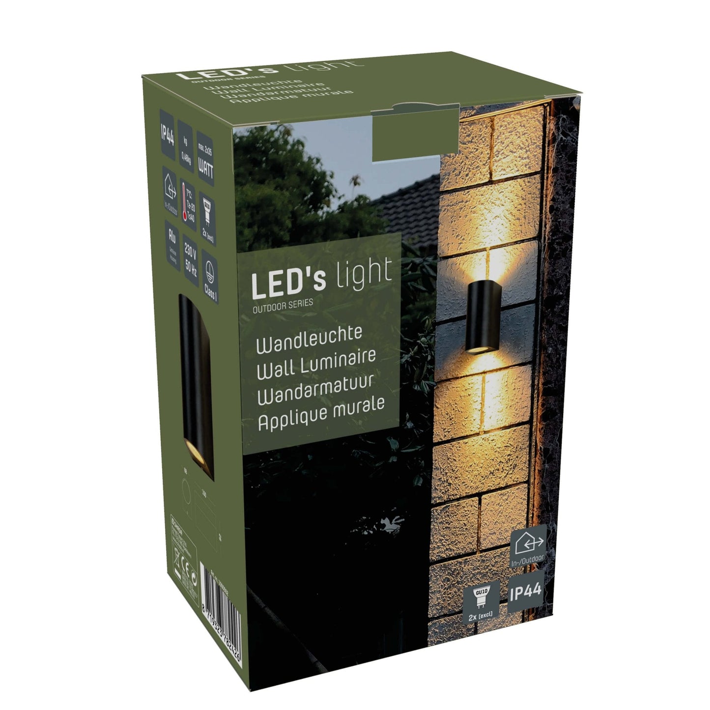 Comnox - Sapri - Zwarte Cilinder Buitenwandlamp - Dubbele Lichtuitstraling - IP44
