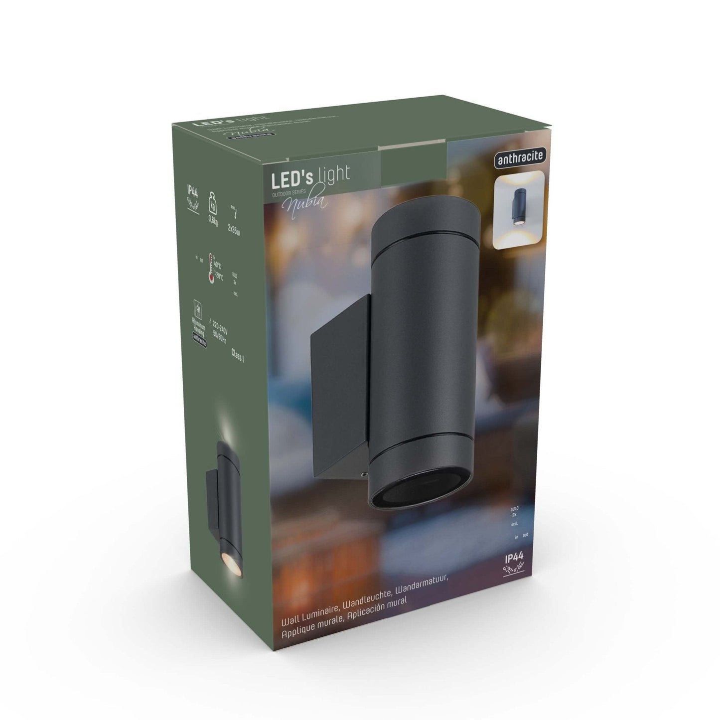 Comnox - LED's Light Up & Down Light Wandlamp - Stijlvolle verlichting voor binnen en buiten - Model Carpi Antraciet