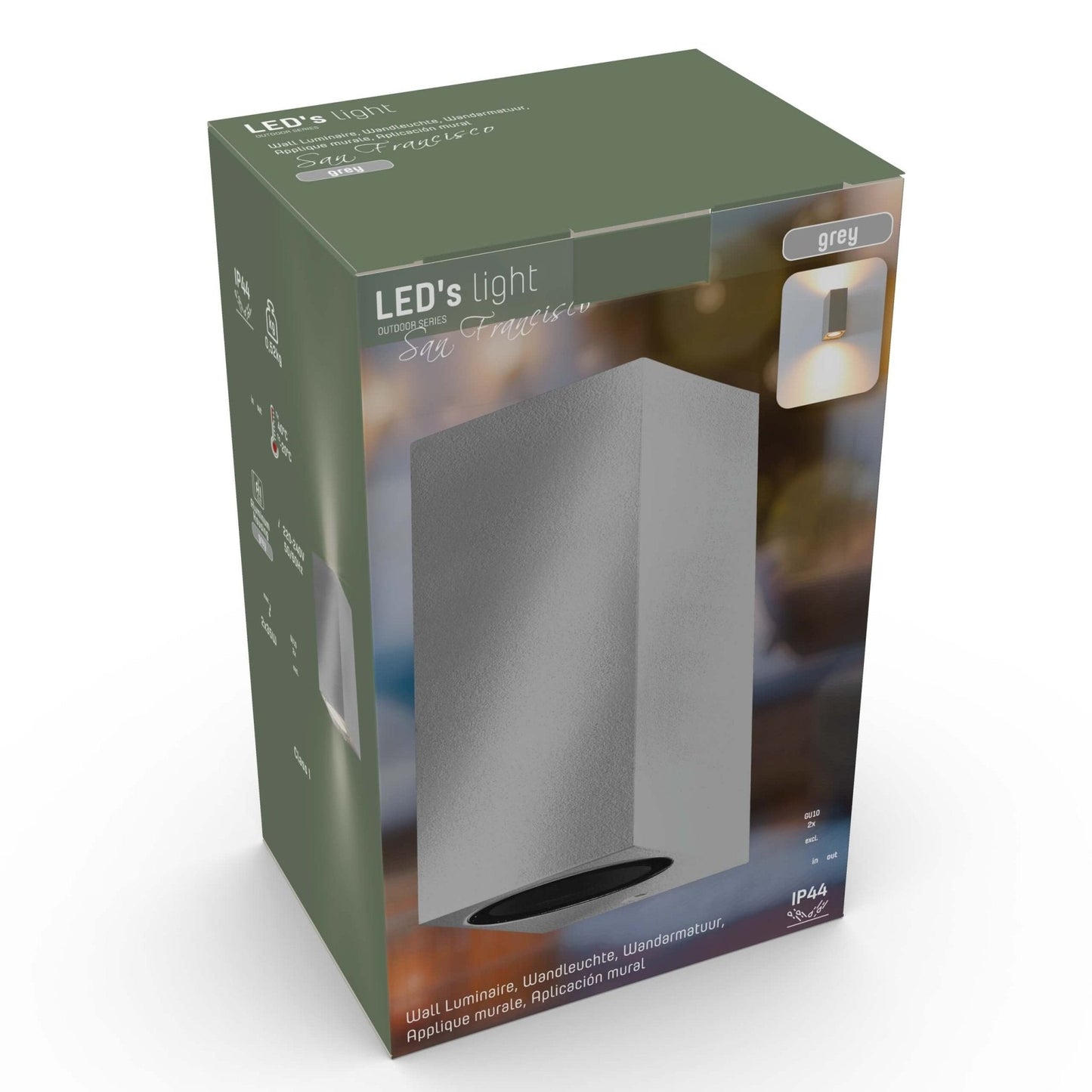 Comnox - Milaan - Wandlamp Buiten en Binnen - Spatwaterdicht IP44 - Aluminium Constructie - Warm of Koud Wit Licht - Rechthoekig Grijs
