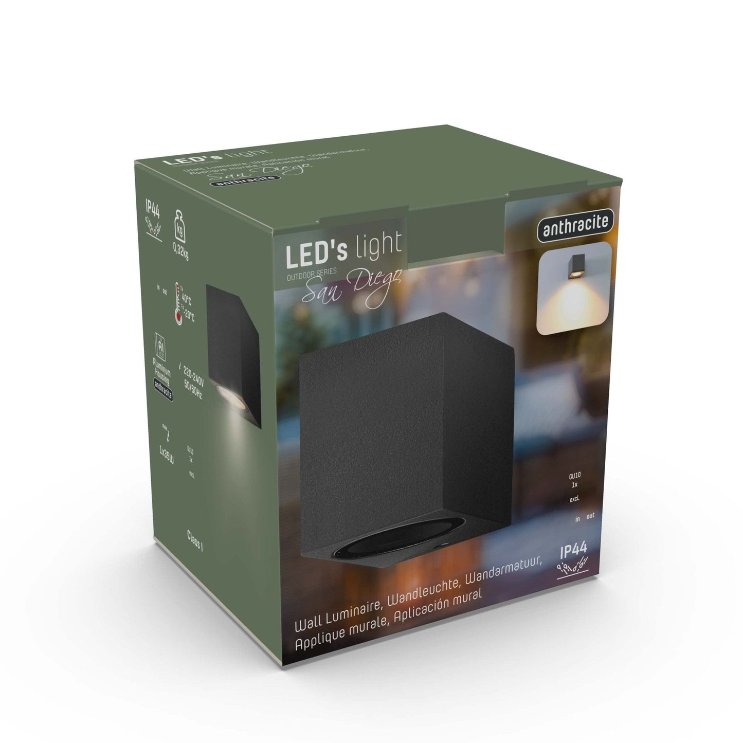 NØRD Down - LED's Light LED Wandlamp Buiten met GU10 fitting - Vierkant - IP44 - Antraciet - Model Rome