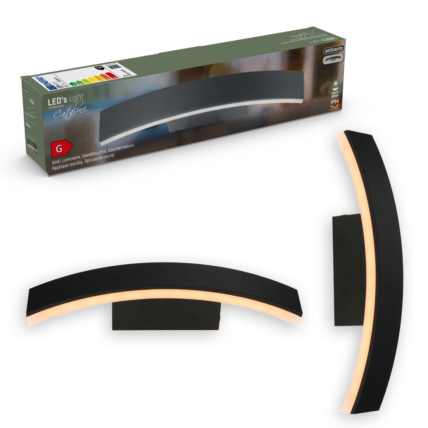 Comnox - Todi LED Wandlamp - Warm wit licht rondom - Antraciet