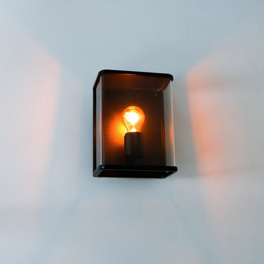 LED Wandlamp Glas - Rondom licht - Rechthoek - E27 fitting - IP44 - Zwart