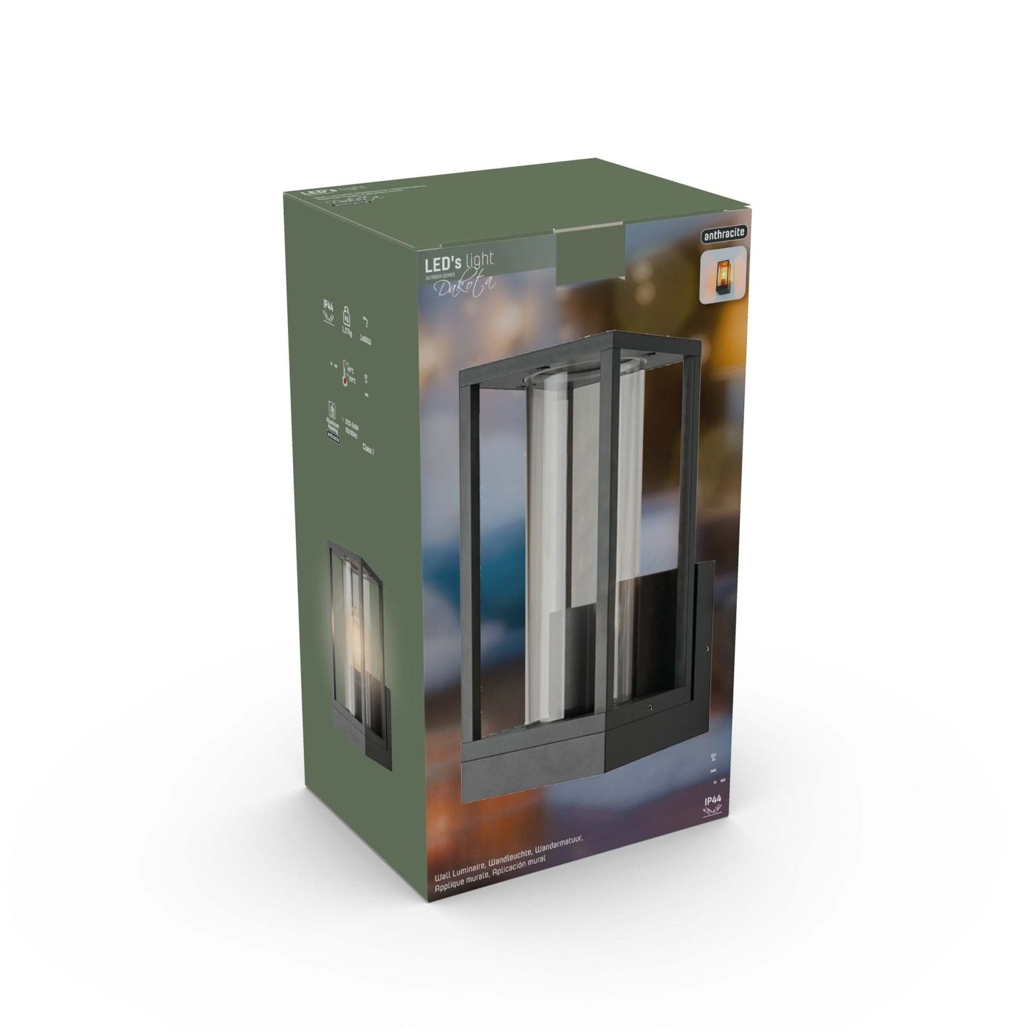 Comnox - LED's Light - Buitenwandlamp met glazen ruiten - Weerbestendig & Duurzaam - E27 fitting - IP44 - Antraciet