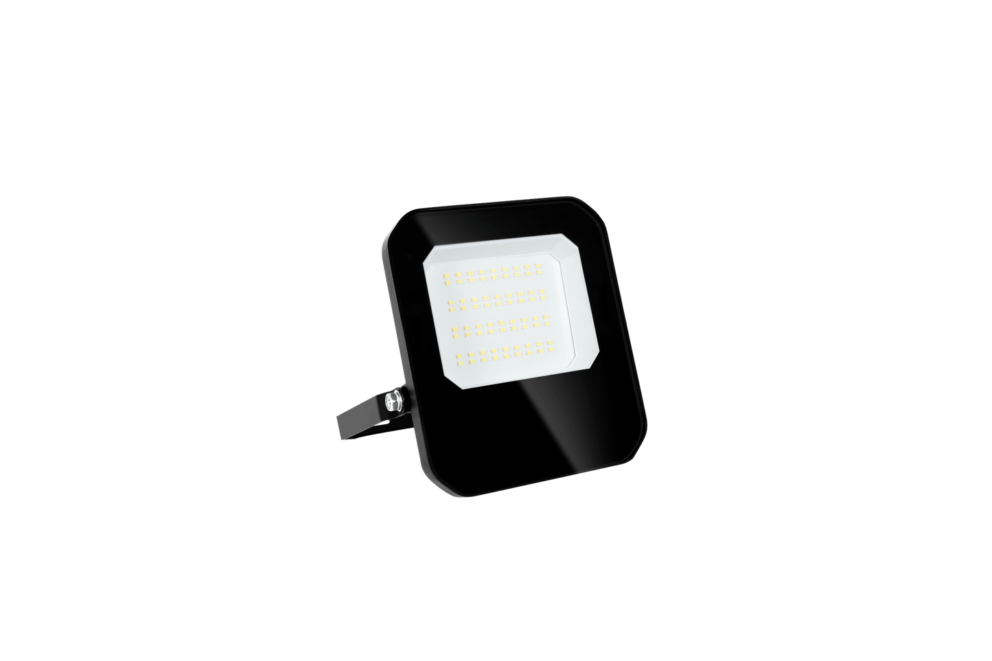 Zwart LED-stralingslicht met zichtbare gele diodes en montageschroef, voor buitenverlichting. Met kabel en kleurcodeerde draden voor eenvoudige installatie.