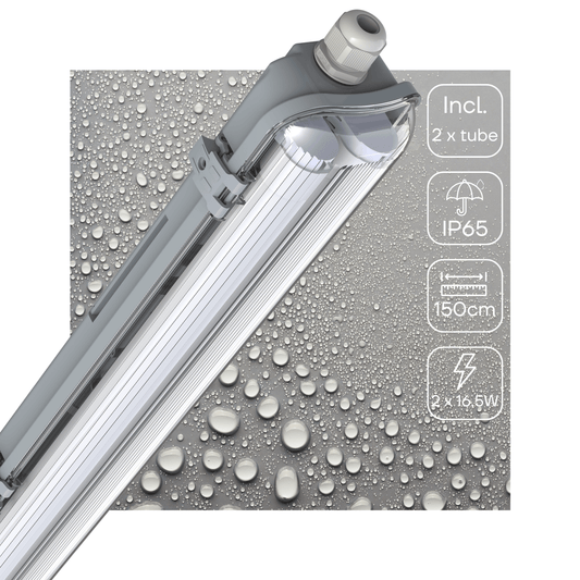 Comnox - LED's Light Dubbele TL lamp 150 cm - Heldere verlichting voor grote ruimtes - Comfortabel en duurzaam - 6120 lm - 4000K - binnen & buiten - zwart