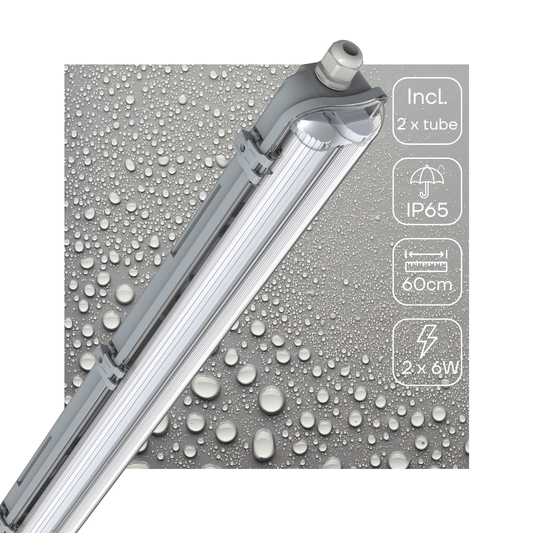 Comnox - LED TL Lamp 60 cm - Heldere, Duurzame Werklamp - Stofdicht & Waterbestendig - 2200 lm - 4000K - 2x6W - IP65