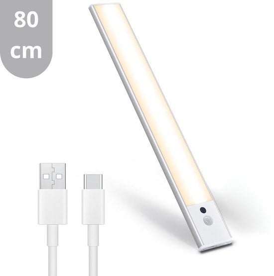 LED's Light Kastverlichting met sensor 80 cm - Oplaadbaar en draadloos - zwaai- en bewegingssensor - wit