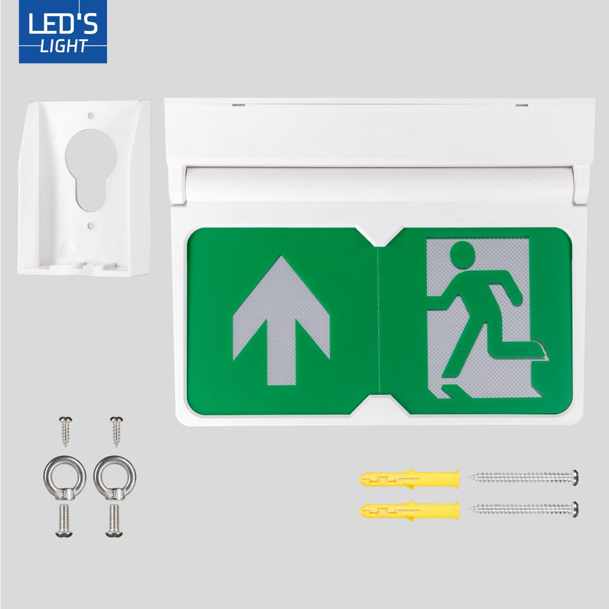 LED's Light - Noodverlichting - Nooduitgang bord met verlichting op accu - Draadloos en oplaadbaar - Pijl draaibaar