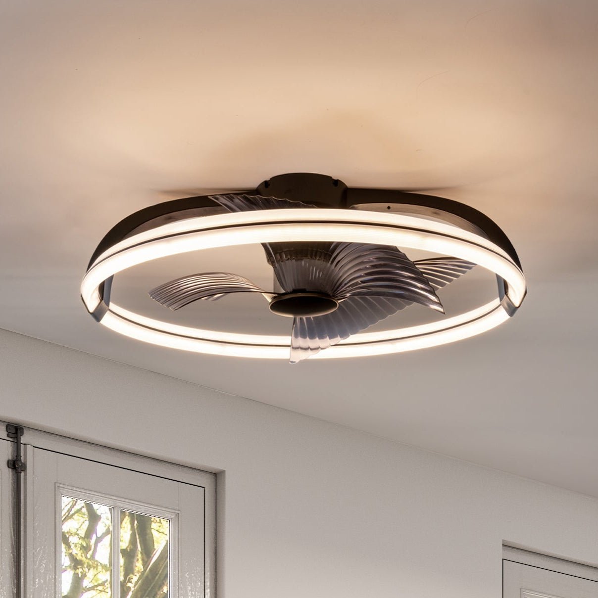 Comnox - 3D Air Plafondlamp met Ventilator - Licht en Lucht in één - Zwart 74 cm