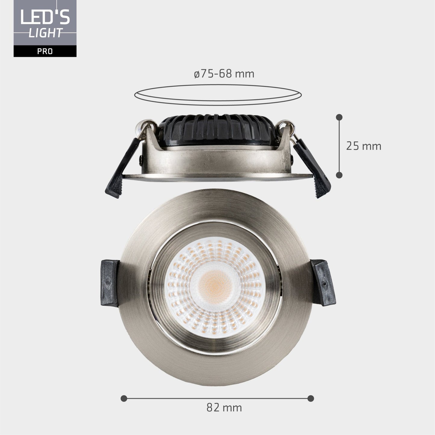 3 PACK - LED's Light PRO downlight inbouwspot Ø 68mm - Kantelbaar - Spatwaterdicht - Dim to Warm - RVS