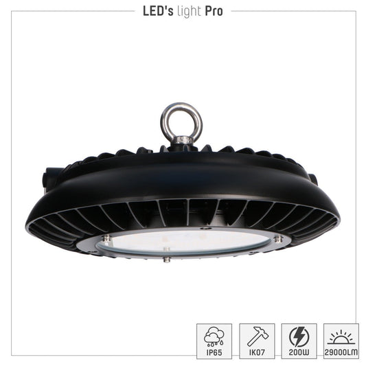 Comnox - LED's Light Pro High Bay - Krachtige verlichtingsoplossing voor grote ruimtes - Dimbaar via 1–10V - 200W - 28.000 lumen - 4000K - IP65 - IK07 - Comnox
