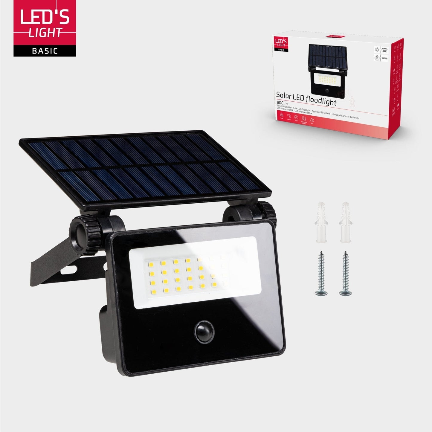 LED's Light Solar Schijnwerper met bewegingssensor - Volledig draadloze buitenlamp - Zwart