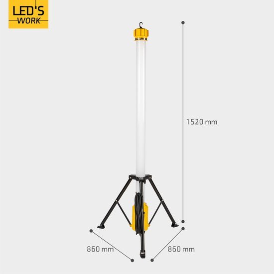 LED's Work Toren bouwlamp met extra stopcontact - Staaf werklamp - 100W - 12000 lm