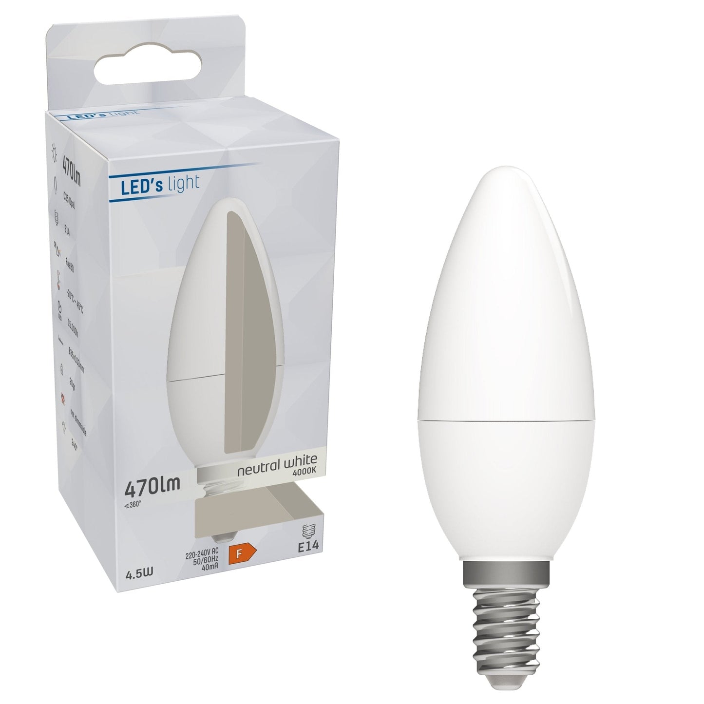 LongLife LED Lamp Kaars E14 - Mat - 4000K - 4.9W (40W) - C35