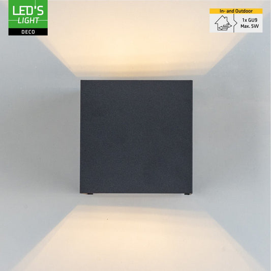 Comnox - Lumo Cube Antraciet - Comfortabele, waterdichte wandarmatuur - Duurzame LED-oplossing - IP65 - 100x100x100 mm - G9 fitting - antraciet