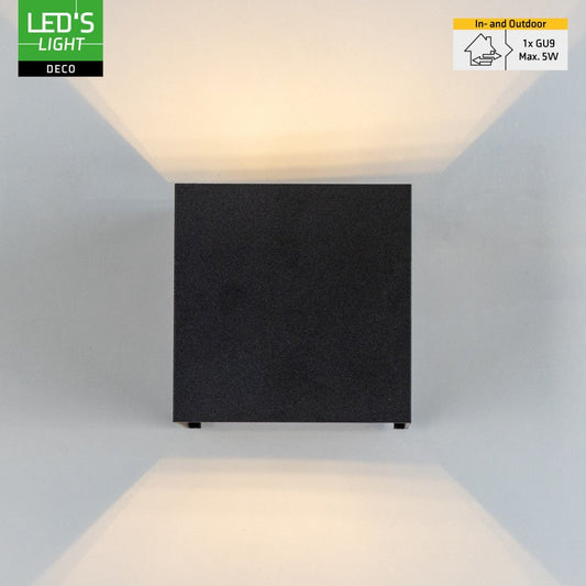Lumo Cube Zwart - Wandarmatuur zonder lichtbron - Excl 1xG9 - IP65