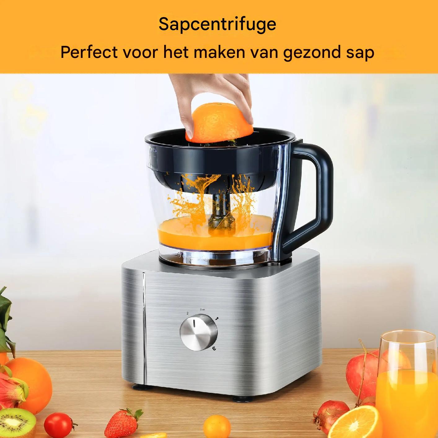Comnox - 11-in-1 Keukenmachine - 1100W - 3,2L + 1,5L Blender - Drie Snelheden - Veiligheidsslot - Zilver - Food Processor en Blender Set - Comnox Company