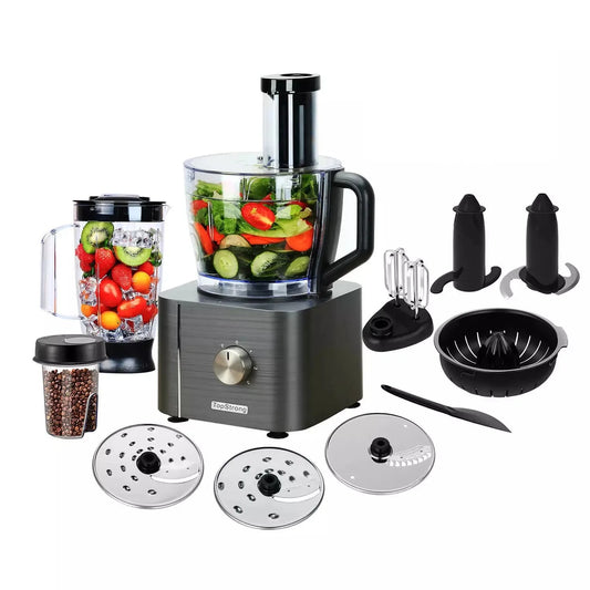 Comnox - 11-in-1 Keukenmachine - 1100W - 3,2L + 1,5L Blender - Drie Snelheden - Veiligheidsslot - Donkergrijs - Food Processor en Blender Set - Comnox Company
