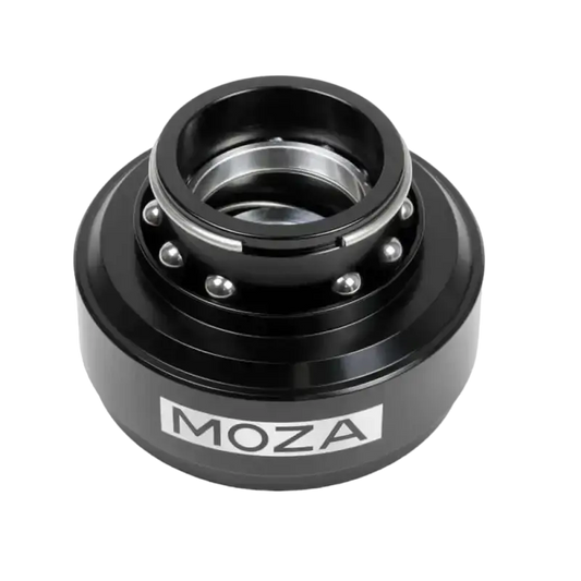 Zwart Moza-gyro stabilisator met glanzend metaal en zichtbare rollen, geschikt voor drone- en camera-gebruik. Geoptimaliseerd voor precisie en stabiliteit in dynamische shooting situaties.
