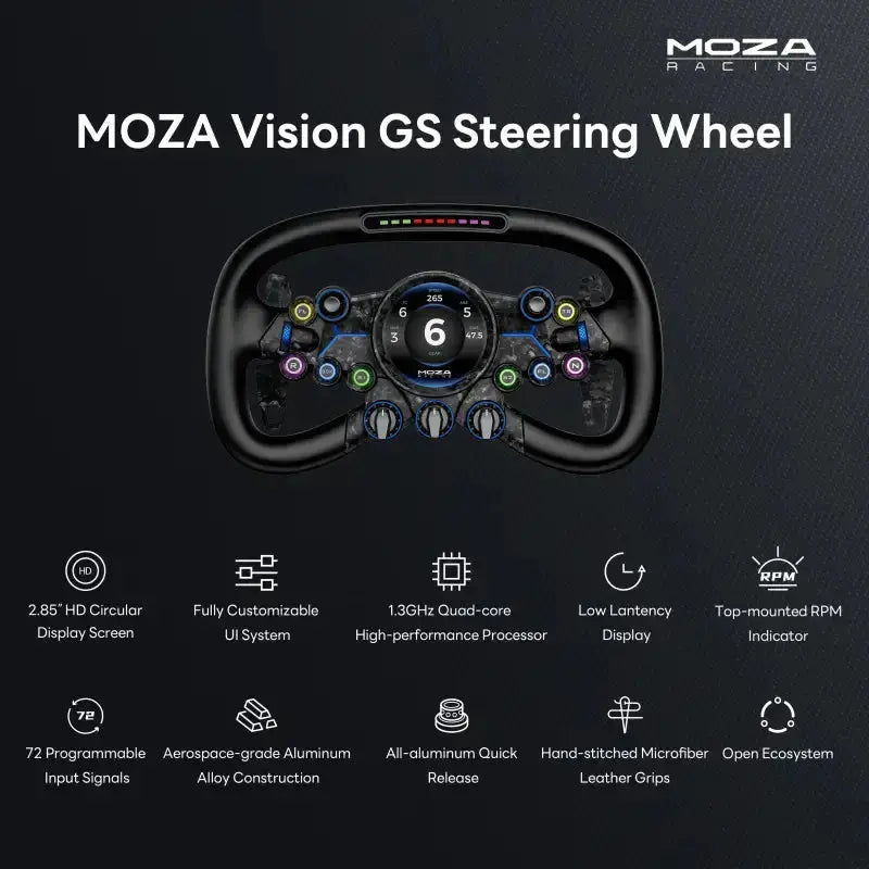Moza Racing Vision GS Steering Wheel - Professionele Controle - 310mm met HD Touchscreen