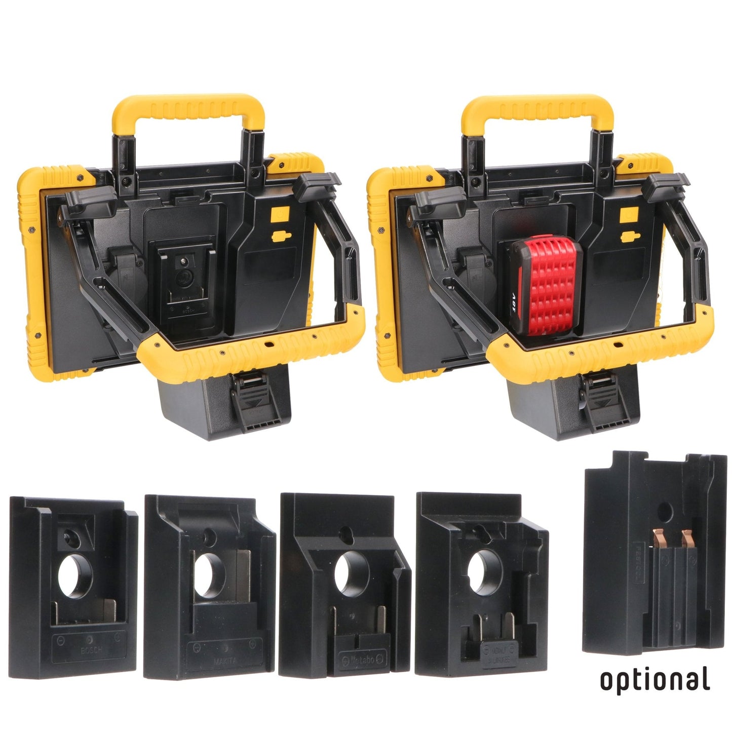 LED's Light 18V Hybride LED Bouwlamp 5500lm - Incl Adapters - Bedraad en draadloos te gebruiken – IP54 – Rough Service Tested – 47W