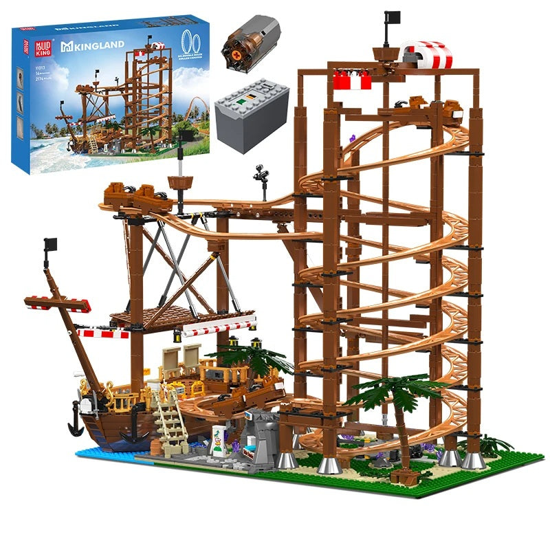Comnox - Mould King - Dubbele Helix Achtbaan - 2174 Stukjes - LEGO Compatible - Met Piratenschip - Comnox Company