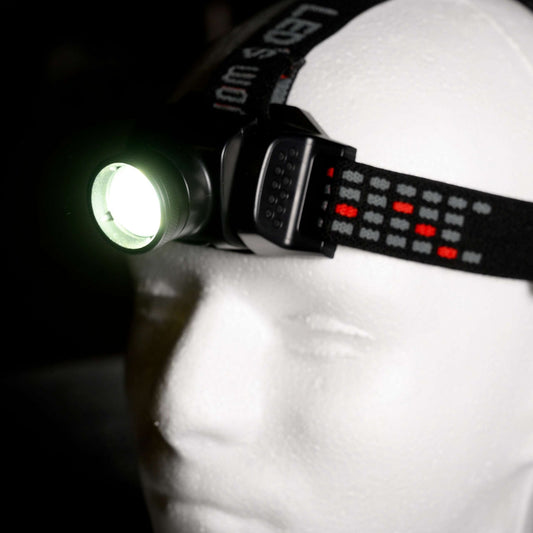 Comnox - Pro LED Hoofdlamp - Krachtige verlichting voor buitenactiviteiten - Zoomfunctie - Dimbaar - 400 Lumen - IP44 waterdicht