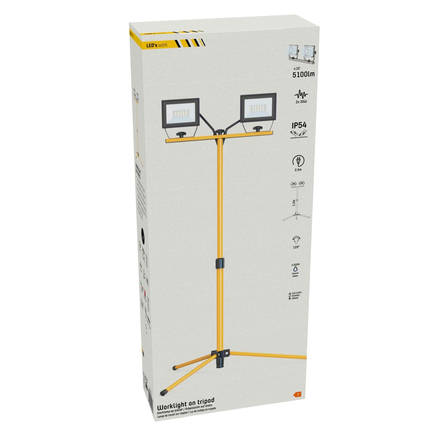 Comnox - ProWork DUO Tripod - Krachtige LED werklamp met statief - 6370 lumen