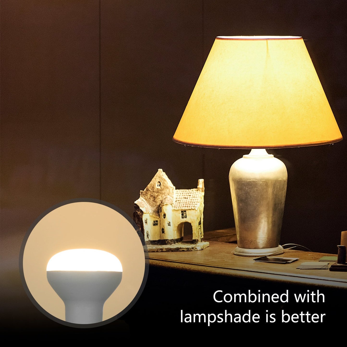 Een witte, ronde LED-lamp met E27-schroefdraad, geschikt voor moderne verlichting. Fijne textuur en heldere glasafwerking voor efficiënte, warme lichtverdeling in woon- en werkomgevingen.