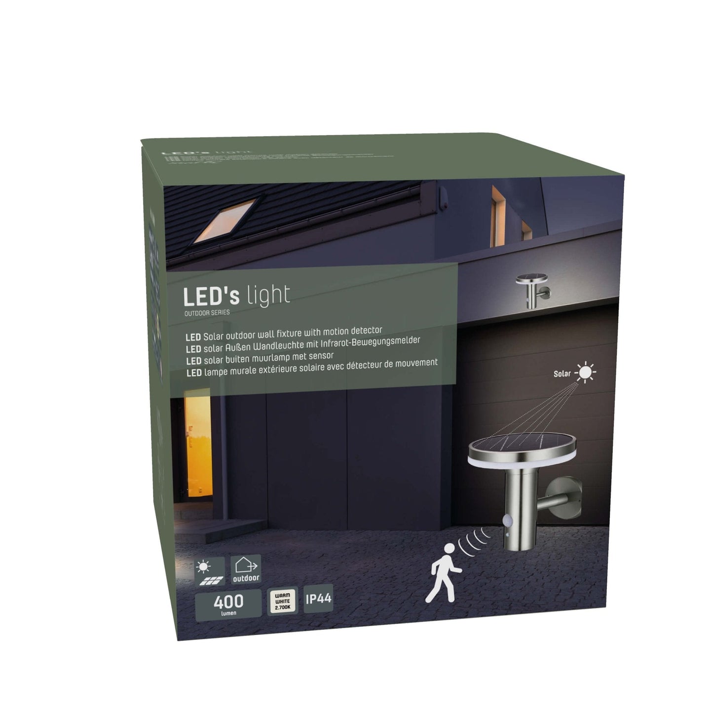 Comnox - LongLife Solar series - RVS Solar LED Buitenlamp - Draadloos met bewegingssensor - Zilver