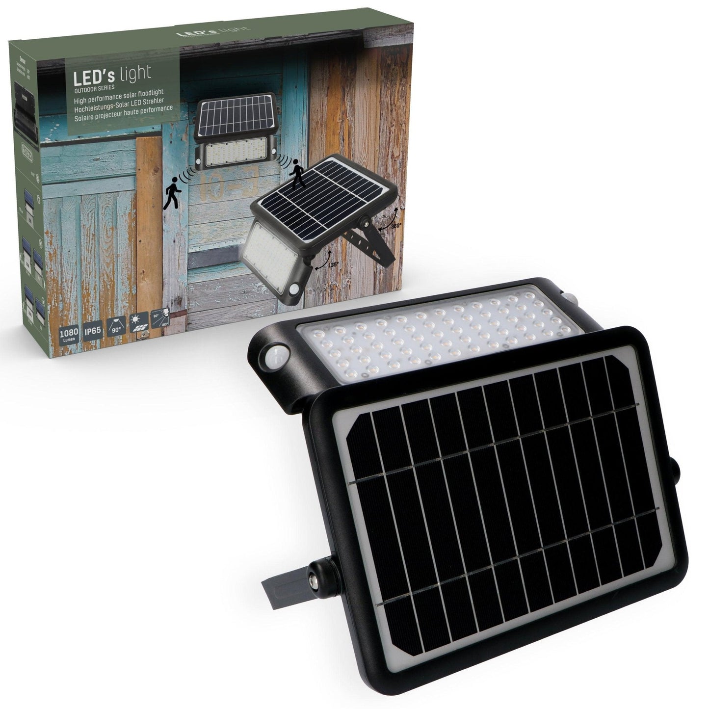 Comnox LongLife Solar LED Schijnwerper - Draadloos met Bewegingssensor - 1080 Lumen