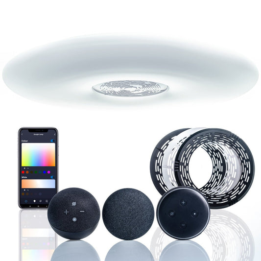 VoiceControl LED Plafondlamp 50 cm met Google Nest & Amazon Echo Dot houder - Bedienbaar met App