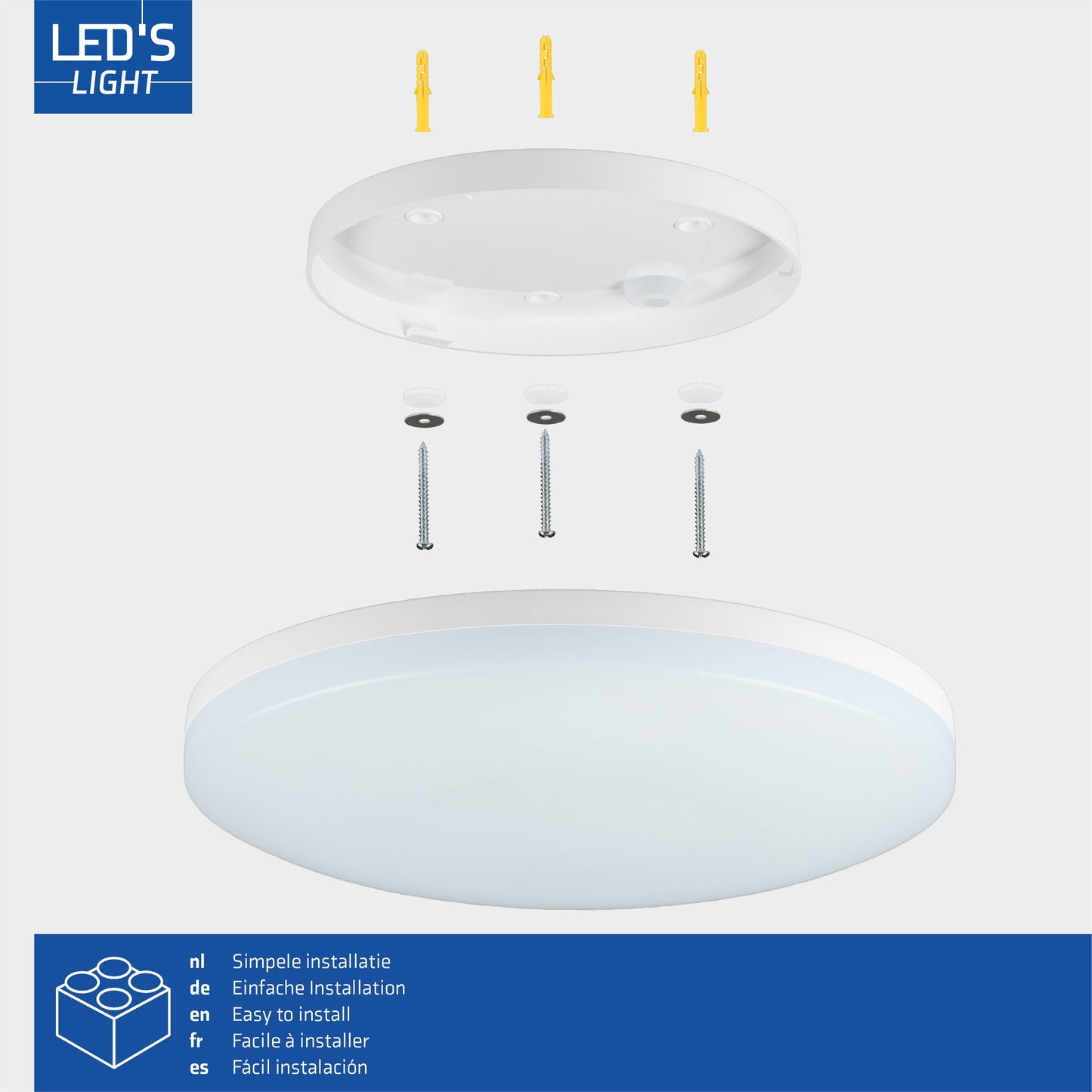 LED's Light Plafondlamp 30 cm - dimbaar in 6 standen - Alle binnenruimtes - IP54
