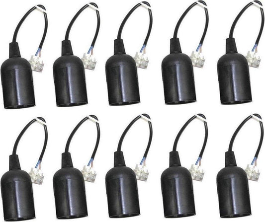 10 x Verhuisfitting E27 met kroonsteen - Set van 10 E27 lampfittingen max. 60W