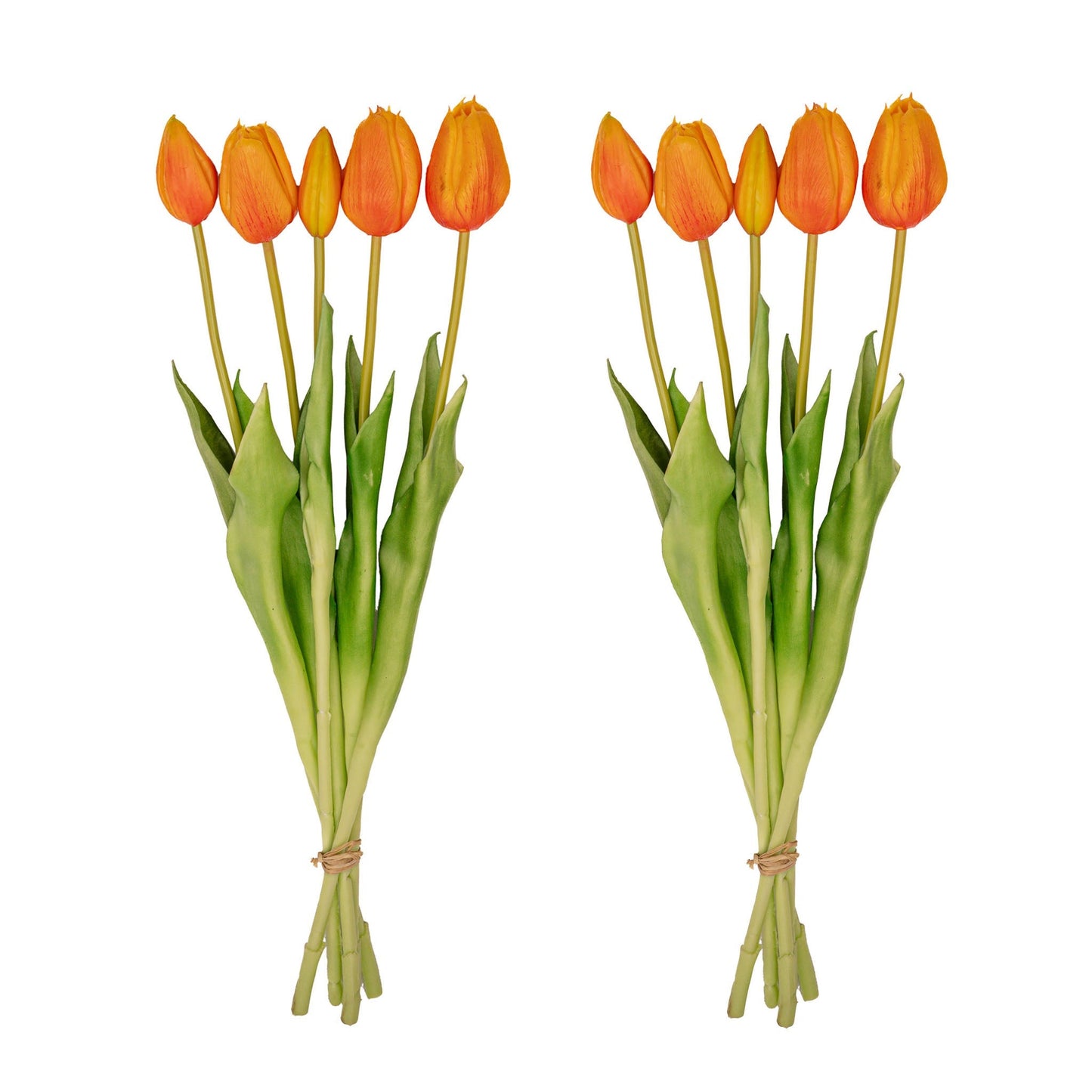 Tulip bouquet – 10 pieces – Mixed colours – ‘Real Touch’ artificial tulips – 42 cm (white/green)