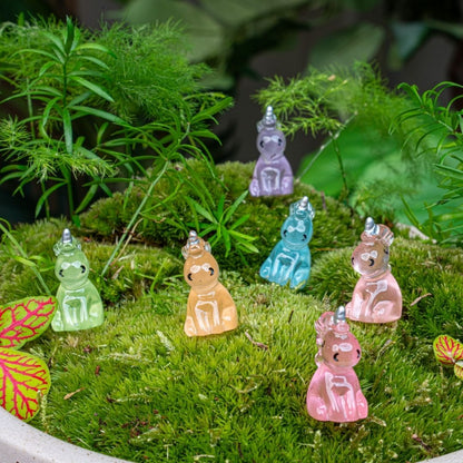 Unicorns - Set of 6 - Miniature Figurines - Glow in the dark - Multicolor ↑ 2,5 cm