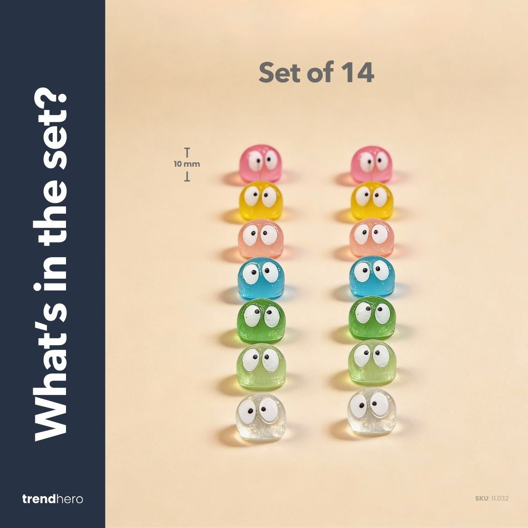 Minis - Set of 14 - Miniature Figurines - Glow in the dark - Multicolor - ↑ 1 cm