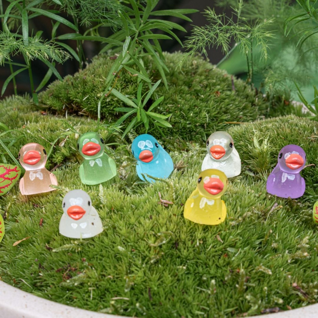 Ducks - Set of 7 - Miniature Figurines - Glow in the dark - ↑ 2 cm