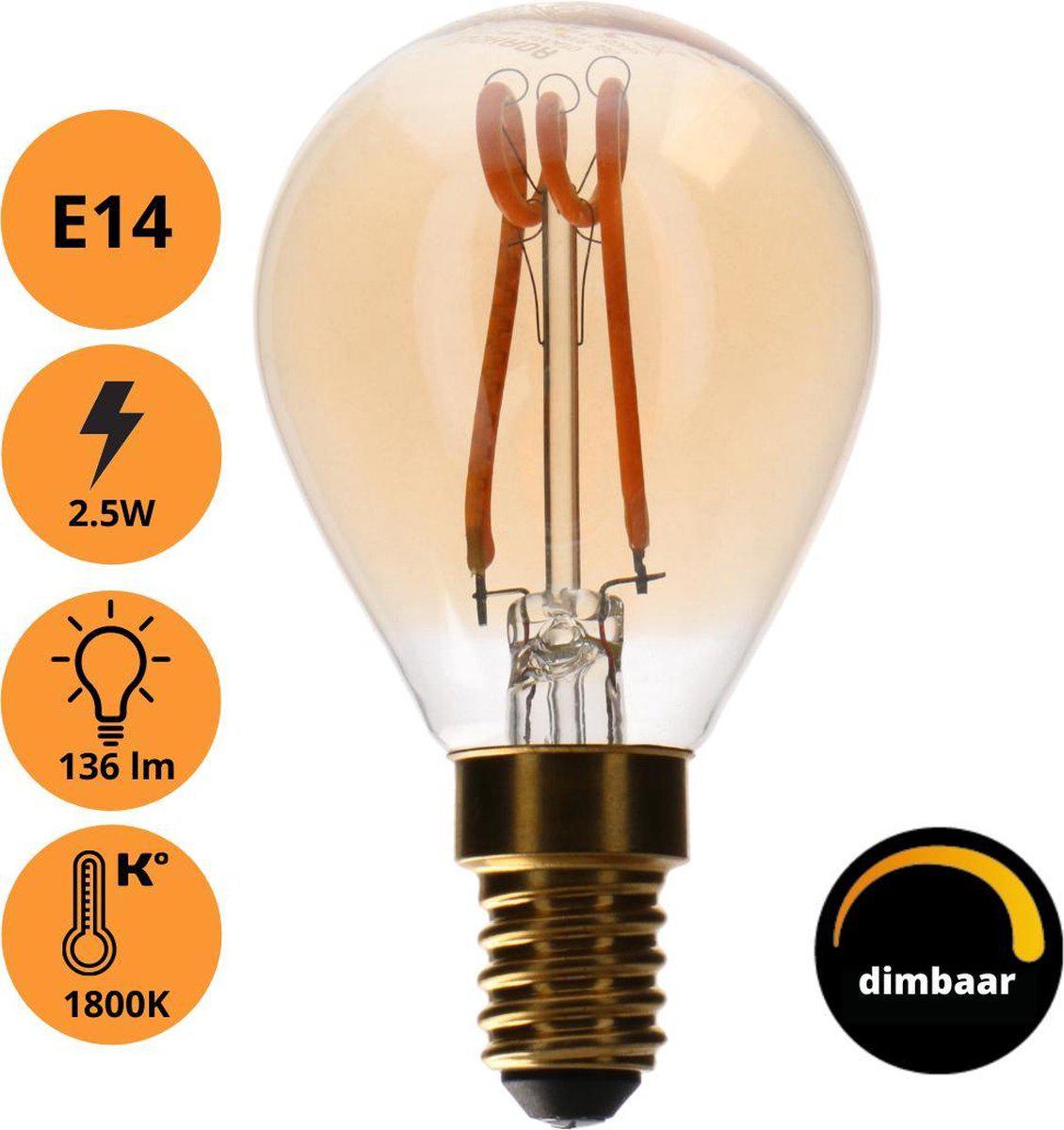 Proventa DECO LED Filament lamp E14 - Model XS globe - Dimbaar - _ 45 mm - Extra warm wit