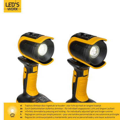 LED's Work 18V Accu werklamp incl Adapters voor elektrisch gereedschap - 5W 500lm 5000K - IP20 IK08