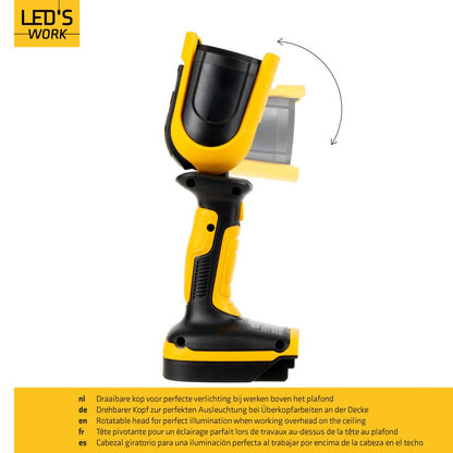 LED's Work 18V Accu werklamp incl Adapters voor elektrisch gereedschap - 5W 500lm 5000K - IP20 IK08