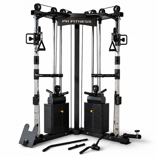 Comnox - V-Frame Cable Crossover – Dubbele Pulley Krachtstation met 160KG Gewichtstapels – Maximale kracht, minimale ruimte – 160cm x 117cm x 218cm – Comnox