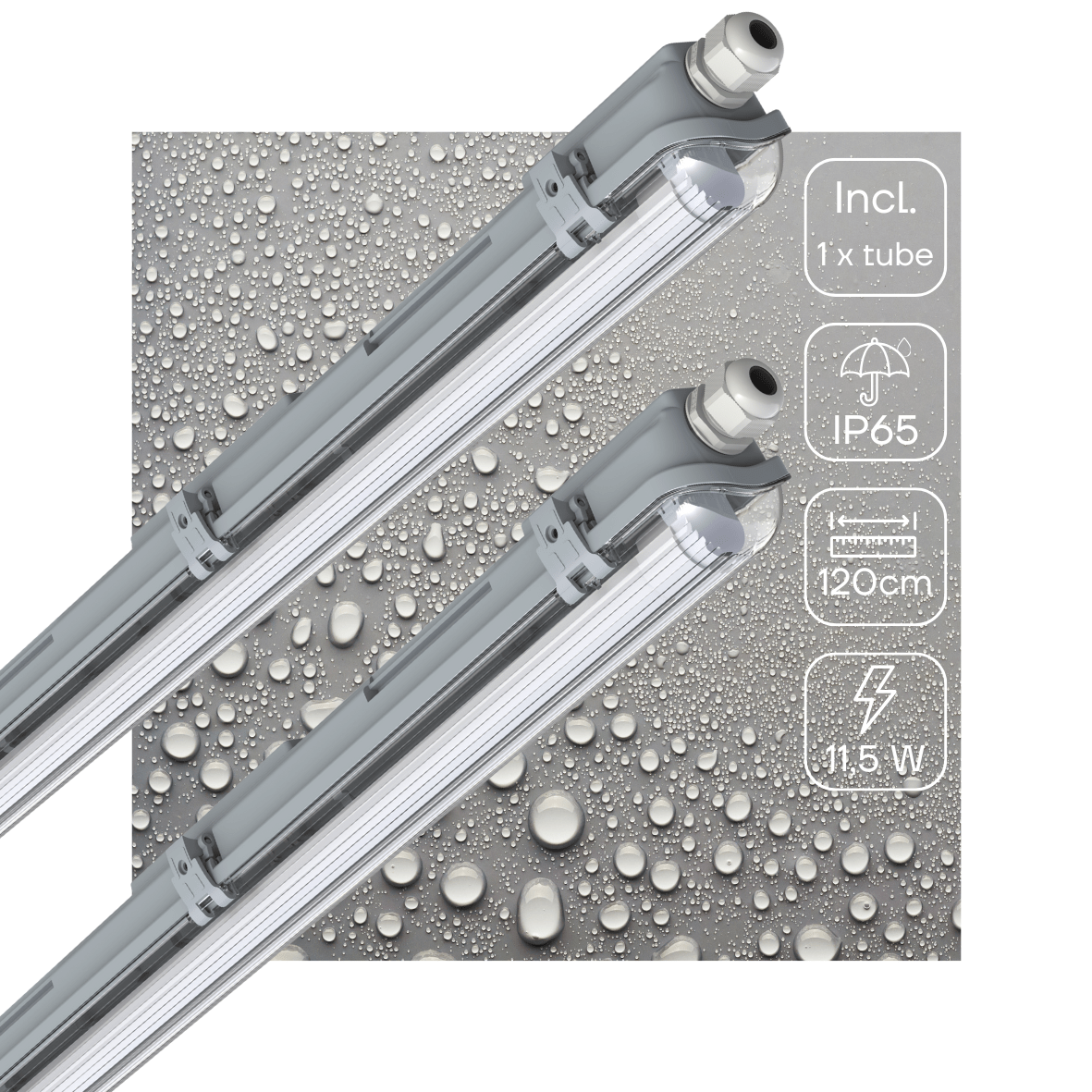 2 PACK - LED's Light Complete LED TL lamp met LED buis 120 cm - Binnen en buiten - 2130 lm - 1x11,5W - 4000K