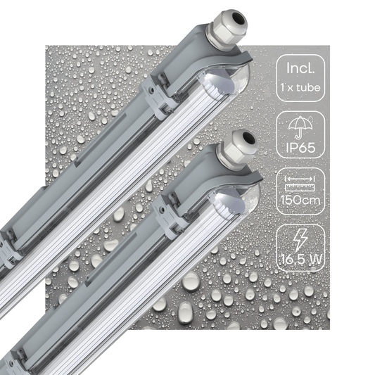 2 PACK - LED's Light Complete LED TL lamp met LED buis 150 cm - Binnen en buiten - 3060lm - 16.5W - 4000K