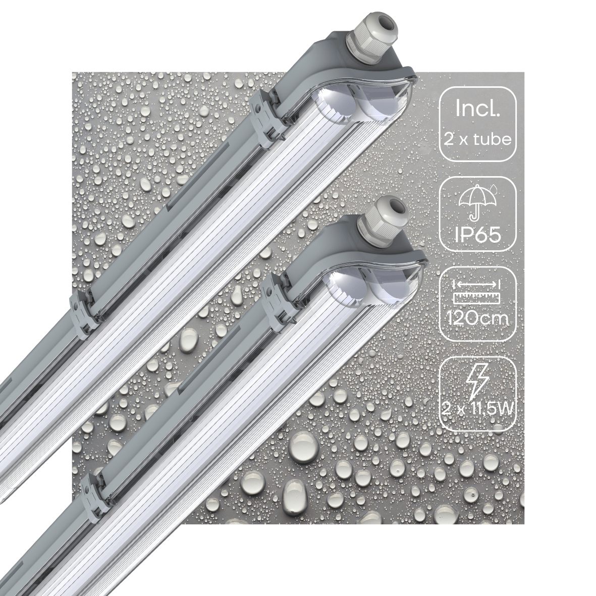 2 PACK - LED's Light Dubbele LED TL lamp 120 cm - compleet met LED buizen - Binnen en buiten - 4260 lm - 4000K - 2x11.5W