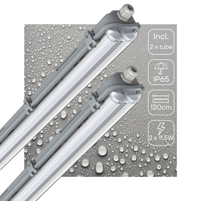 2 PACK - LED's Light Dubbele LED TL lamp 120 cm - compleet met LED buizen - Binnen en buiten - 4260 lm - 4000K - 2x11.5W