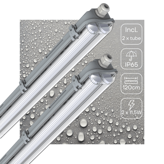 2 PACK - LED's Light Dubbele LED TL lamp 120 cm - compleet met LED buizen - Binnen en buiten - 4260 lm - 4000K - 2x11.5W